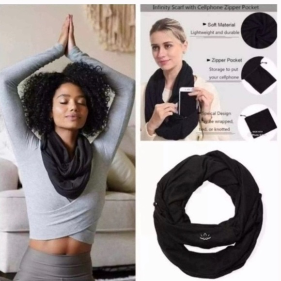 NWT Beyond Yoga Pocket Infinity Scarf Black - Picture 6 of 8